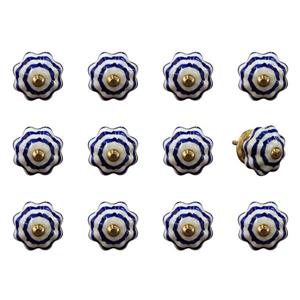 Natural by Lifestyle Brands Handpainted Ceramic Knobs 12 PK Blue/White