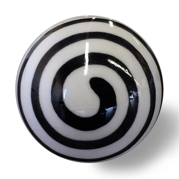 Natural by Lifestyle Brands Handpainted Black/White Ceramic Knobs (12 Pack)