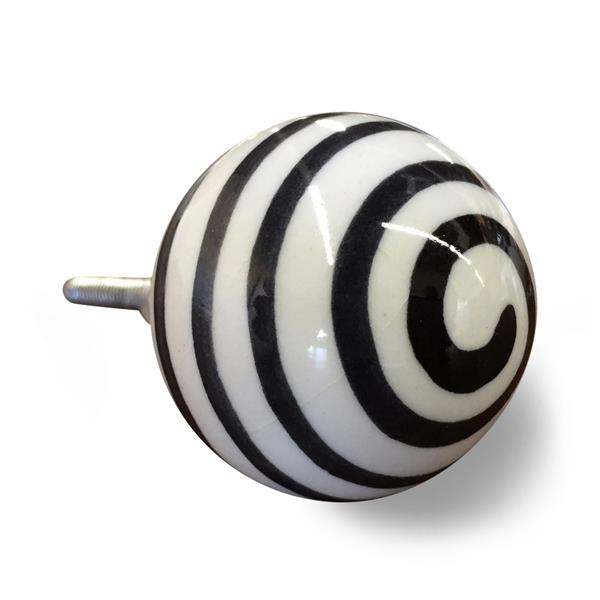 Natural by Lifestyle Brands Handpainted Black/White Ceramic Knobs (12 Pack)