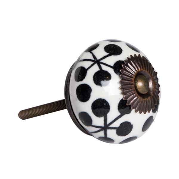 Natural by Lifestyle Brands Handpainted Black/White Ceramic Knobs (12 Pack)