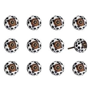 Natural by Lifestyle Brands Handpainted Black/White Ceramic Knobs (12 Pack)