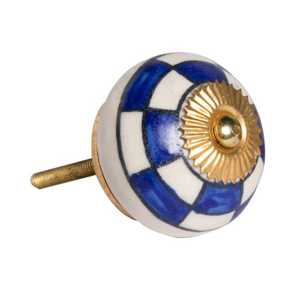 Natural by Lifestyle Brands Handpainted White/Blue/Gold Ceramic Knobs (12 Pack)