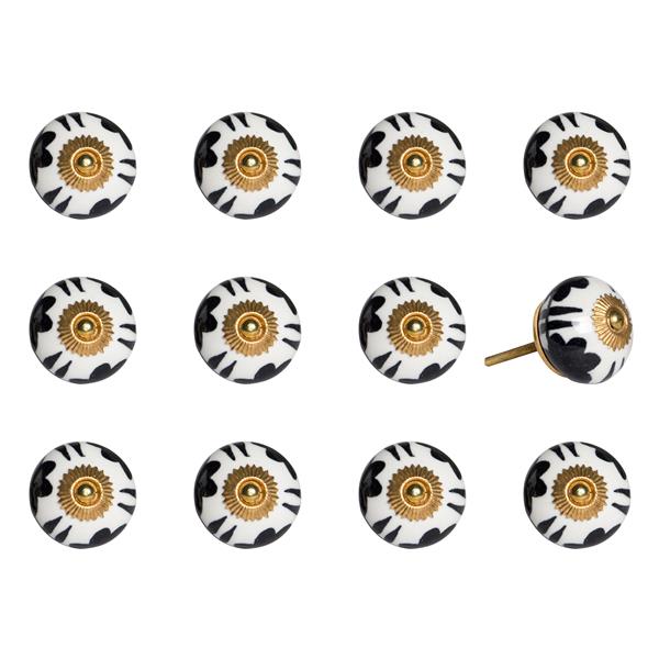 Natural by Lifestyle Brands Handpainted Blue/Yellow/Black Ceramic Knobs (12 Pack)