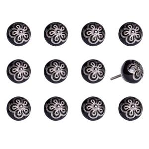 Natural by Lifestyle Brands Handpainted Light Blue/Silver Ceramic Knobs (12 Pack)