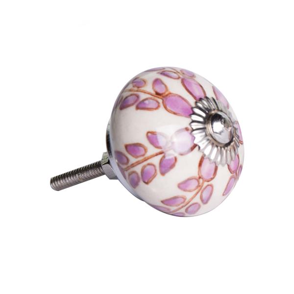 Natural by Lifestyle Brands Handpainted White/Pink/Burgundy Ceramic Knobs (8-Pack)