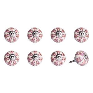 Natural by Lifestyle Brands Handpainted White/Pink/Burgundy Ceramic Knobs (8-Pack)