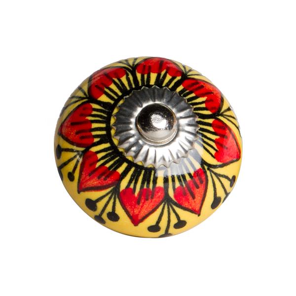 Natural by Lifestyle Brands Handpainted Yellow/Red/Black Ceramic Knobs (8-Pack)