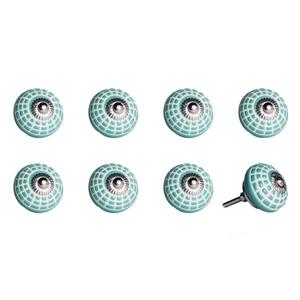 Natural by Lifestyle Brands Handpainted Turquoise/White Ceramic Knobs (8 Pack)