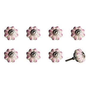 Natural by Lifestyle Brands Handpainted Cream/Pink/Silver Ceramic Knobs (8 Pack)