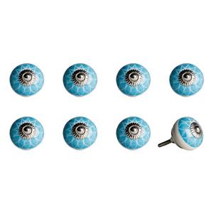 Natural by Lifestyle Brands Handpainted Aqua/White Ceramic Knobs (12 Pack)
