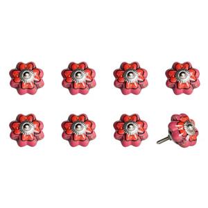 Natural by Lifestyle Brands Handpainted Pink/Red/Green Ceramic Knobs (8 Pack)