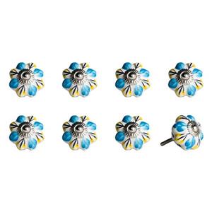 Natural by Lifestyle Brands Handpainted White/Blue/Yellow Ceramic Knobs (8-Pack)
