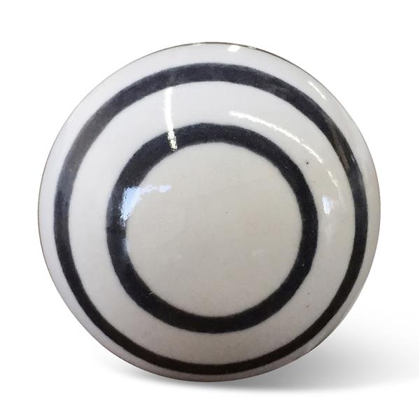 Natural by Lifestyle Brands Handpainted White/Black Ceramic Knobs (8-Pack)