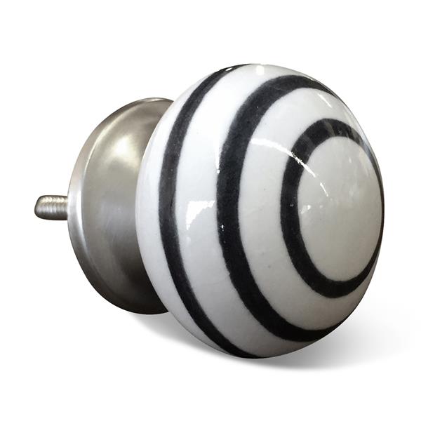 Natural by Lifestyle Brands Handpainted White/Black Ceramic Knobs (8-Pack)