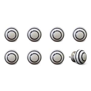 Natural by Lifestyle Brands Handpainted White/Black Ceramic Knobs (8-Pack)