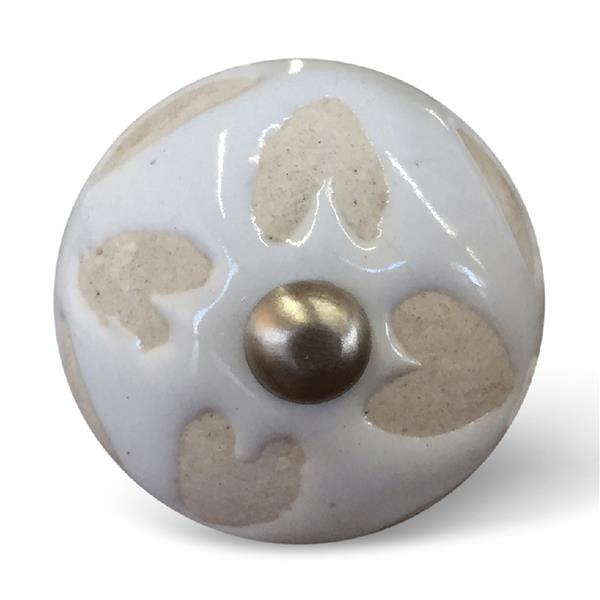 Natural by Lifestyle Brands Handpainted White/Beige Ceramic Knobs (8-Pack)