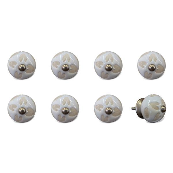 Natural by Lifestyle Brands Handpainted White/Beige Ceramic Knobs (8-Pack)