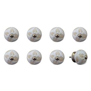 Natural by Lifestyle Brands Handpainted White/Beige Ceramic Knobs (8-Pack)