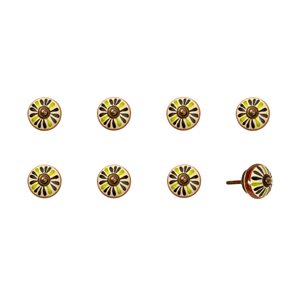 Natural by Lifestyle Brands Handpainted White/Brown/Green Ceramic Knobs (8-Pack)