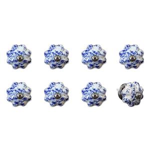 Natural by Lifestyle Brands Handpainted White/Blue/Navy Ceramic Knobs (8-Pack)