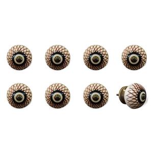 Natural by Lifestyle Brands Handpainted Cream/Brown/Navy Ceramic Knobs (8 Pack)