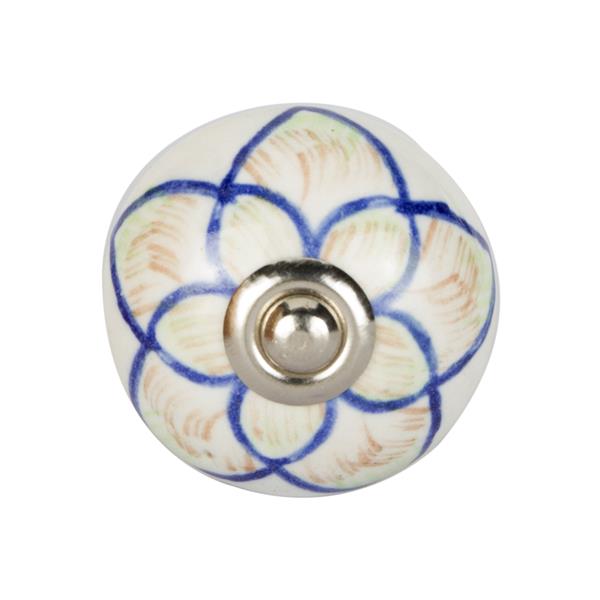 Natural by Lifestyle Brands Handpainted Cream/Brown/Blue Ceramic Knobs (8 Pack)