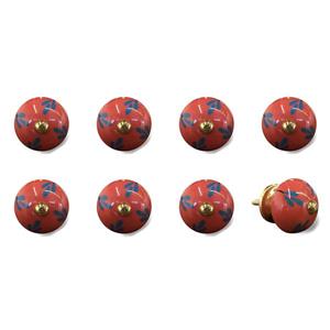 Natural by Lifestyle Brands Handpainted Red/Blue/Gold Ceramic Knobs (8 Pack)