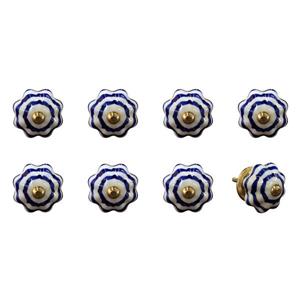 Natural by Lifestyle Brands Handpainted White/Blue/Copper Ceramic Knobs (8-Pack)