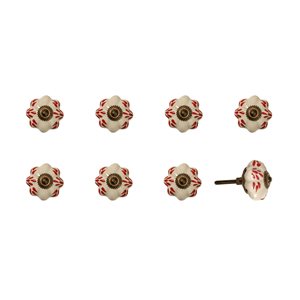 Natural by Lifestyle Brands Handpainted White/Burgundy/Copper Ceramic Knobs (8-Pack)