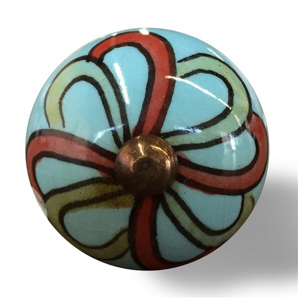 Natural by Lifestyle Brands Handpainted Turquoise/Red/Green Ceramic Knobs (8-Pack)