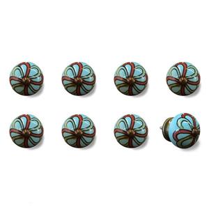 Natural by Lifestyle Brands Handpainted Turquoise/Red/Green Ceramic Knobs (8-Pack)
