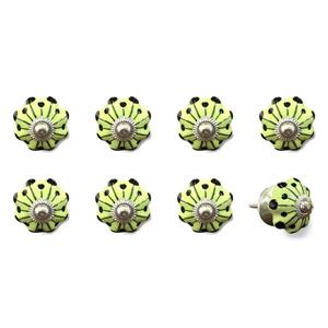 Natural by Lifestyle Brands Handpainted Yellow/Green/Silver Ceramic Knobs (8-Pack)