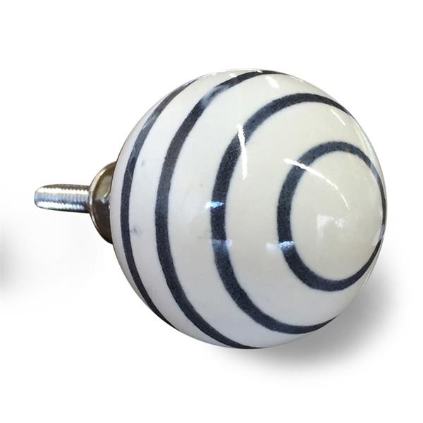 Natural by Lifestyle Brands Handpainted White/Navy Ceramic Knobs (8-Pack)