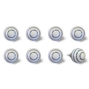 Natural by Lifestyle Brands Handpainted White/Navy Ceramic Knobs (8-Pack)