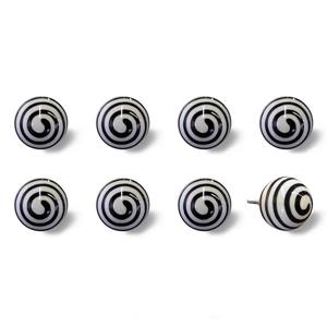 Natural by Lifestyle Brands Handpainted White/Black Ceramic Knobs (8-Pack)