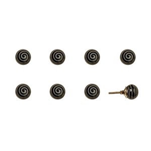 Natural by Lifestyle Brands Handpainted Black/Light Blue Ceramic Knobs (8 Pack)
