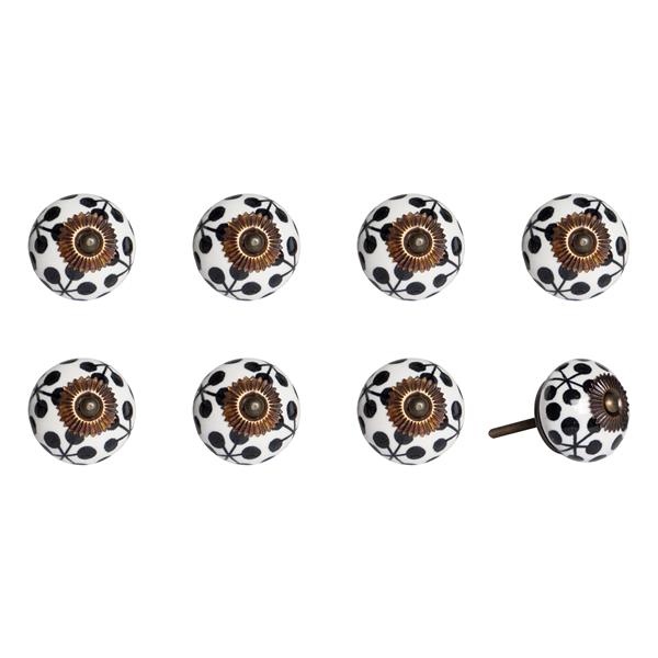 Natural by Lifestyle Brands Handpainted Black/White/Copper Ceramic Knobs (8 Pack)