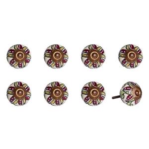 Natural by Lifestyle Brands Handpainted Cream/Burgundy/Yellow Ceramic Knobs (8 Pack)