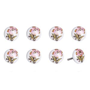 Natural by Lifestyle Brands Handpainted White/Yellow/Pink Ceramic Knobs (8-Pack)