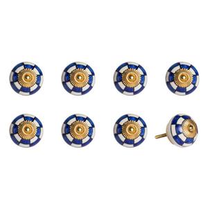 Natural by Lifestyle Brands Handpainted White/Blue/Gold Ceramic Knobs (8-Pack)