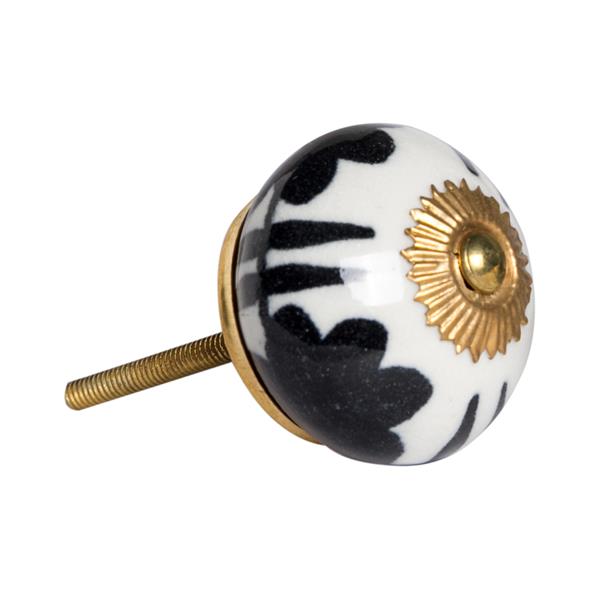 Natural by Lifestyle Brands Handpainted White/Black/Gold Ceramic Knobs (8-Pack)