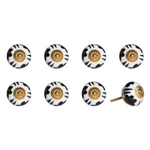 Natural by Lifestyle Brands Handpainted White/Black/Gold Ceramic Knobs (8-Pack)