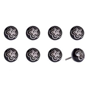 Natural by Lifestyle Brands Handpainted Black/Silver Ceramic Knobs (8 Pack)