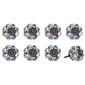 Natural by Lifestyle Brands Handpainted White/Navy/Copper Ceramic Knobs (8-Pack)