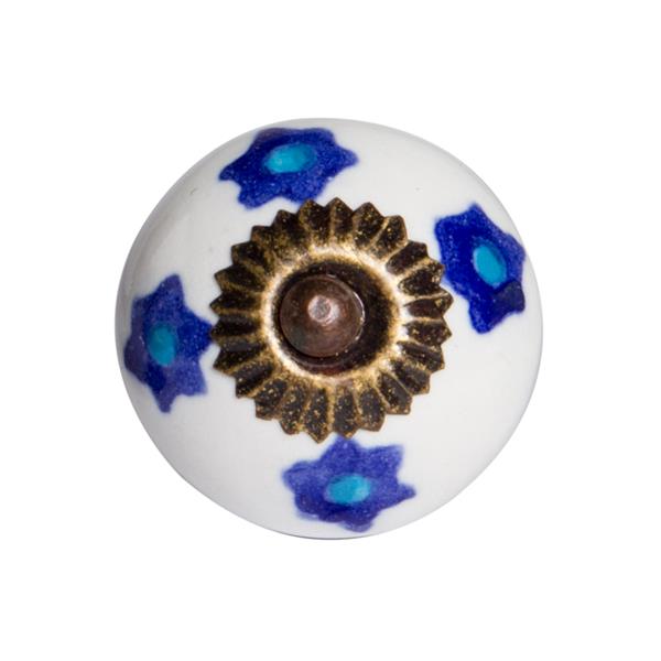 Natural by Lifestyle Brands Handpainted White/Blue/Turquoise Ceramic Knobs (8-Pack)