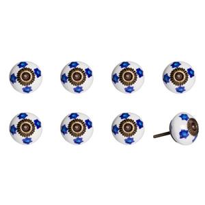 Natural by Lifestyle Brands Handpainted White/Blue/Turquoise Ceramic Knobs (8-Pack)