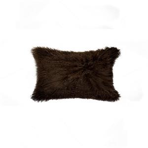 Coussin en mouton Mongolien, 12"x20", chocolat