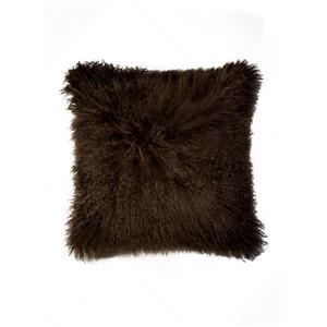 Coussin en mouton Mongolien, 18"x18", chocolat