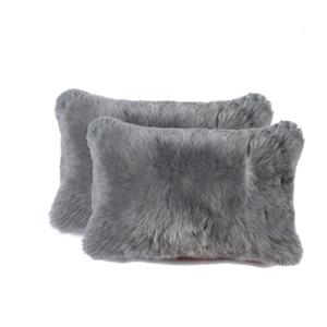 Natural by Lifestyle Brands Grey 12-in x 20-in Sheepskin Pillows (2 Pack)