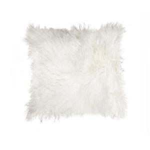 Coussin en mouton Mongolien, 18"x18", blanc
